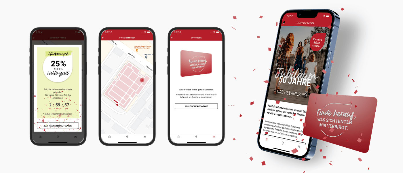 50 Jahre MODEPARK RÖTHER – eine digitale Erlebniswelt mit Jubiläumskampagne, Gutscheinen, Gewinnspielen und Store-Finder.